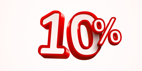 10 percent Off. 3d number 10. Sale banner. Vector illustration.