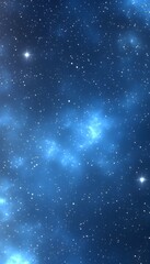 Obraz premium Celestial canvas of blue nebulae, speckled with distant stars, glowing faintly in the cosmic dark