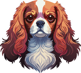 Cavalier King Charles Spaniel flat vector illustration on transparent background.