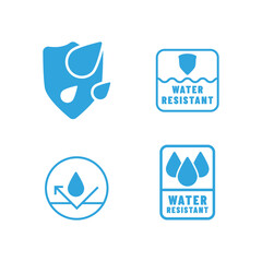 Set of Waterproof icon, waterproof resistan, hydrophobic waterproof symbol.