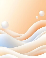 Soft, pastel-colored waves and floating spheres on a warm background