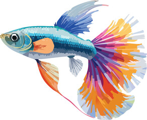 Guppy flat vector illustration on transparent background.