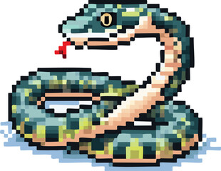 Garter Snake flat vector illustration on transparent background.