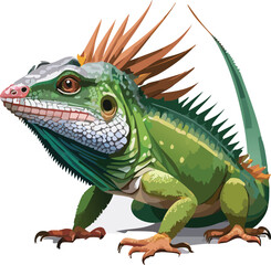 Obraz premium Spiny-Tailed Iguana flat vector illustration on transparent background.