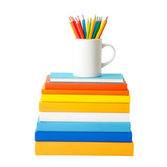 colored pencils Above the books on a transparent background Png