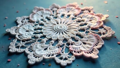 Obraz premium Intricate floral lace doily, delicate threads , background, decorative