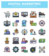 Collection of 25 Digital Marketing Icons: Boost Your Business Growth