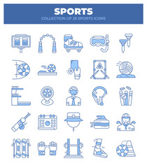 Collection of 25 Sports Icons.  A Visual Guide to Various Sports and Activities