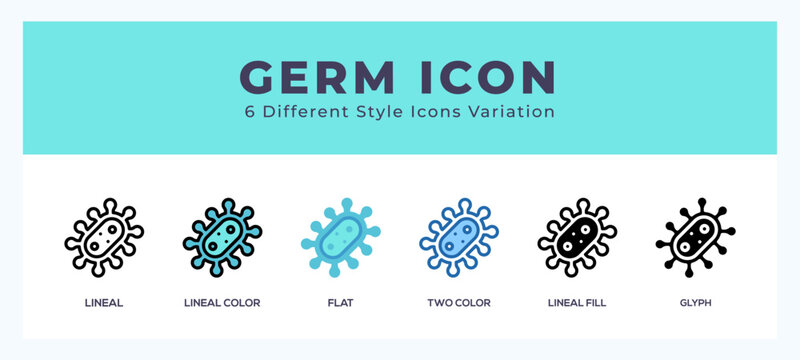 Germ icon in filled. thin line. outline stroke and flat style.