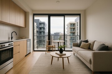 Fototapeta premium Modern minimalist apartment interior.