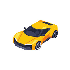 Isometric Yellow Sports Car Illustration for Web Design
