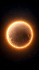 Glowing orange celestial body in dark space, surrounded by faint starlight
