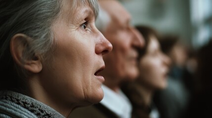 Fototapeta premium Elderly individuals with expressions of awe or surprise, captured in a moment of intense focus and emotion.