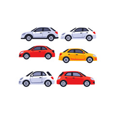 Fototapeta premium Colorful Cartoon Car Illustration On White Background