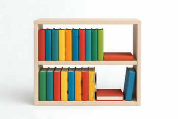 Fototapeta premium Colorful books on a modern bookshelf.