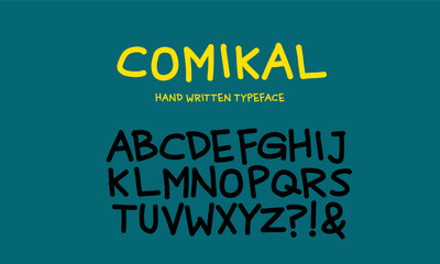 Comikal typeface, comic font, kid font, capital letter design for kid, child font capital letter