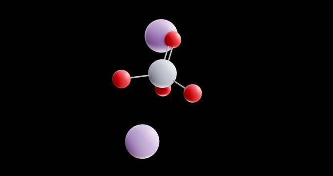 Sodium chromate molecule, rotating 3D model of oxidizing agents, looped video on a black background