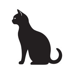 cat silhouette monochrome logo design vector illustration on white background