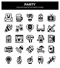 Party Icons Collection. 25 Unique Vector Symbols for Festive Events
