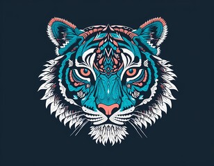 Obraz premium Colorful Ornamental Tiger Head or Face Animal Illustration
