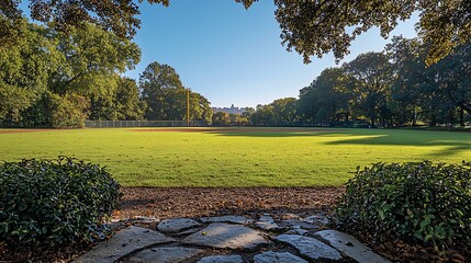 Outdoor view of a grassy area