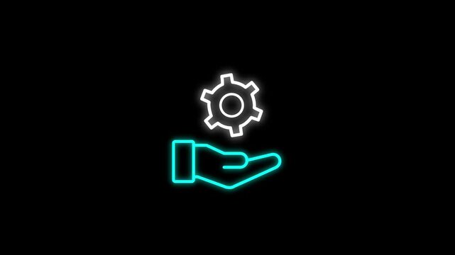 Continuous one single line hand setting icon drawing management Manufacturing icon neon glow vector illustration concept, setting icon technical concept and networking concept.