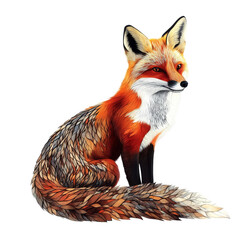 Fototapeta premium A majestic fox with its red fur, sitting in an elegant pose. The image captures the fox's piercing gaze and detailed features, showcasing the animal's wild beauty
