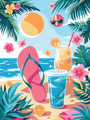 Summer vibe on the beach, vector