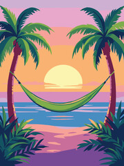 palm trees on the beach vector illustration