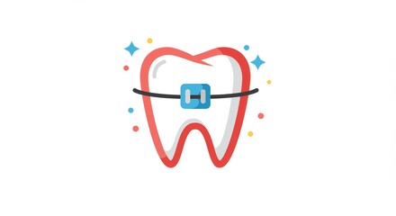Orthodontic Excellence: A modern dental illustration featuring a tooth with braces