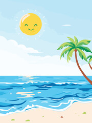 palm tree on the beach vector illustration