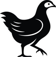 Silhouette of a Walking Hen, Walking Hen Silhouette in Black and White