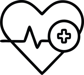 heart icon heartbeat line medical symbol outline icon on transparent background. vector illustration