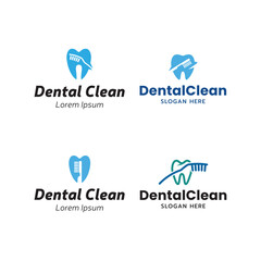 Set of Tooth logo. Toothbrush logo isolated on white background.