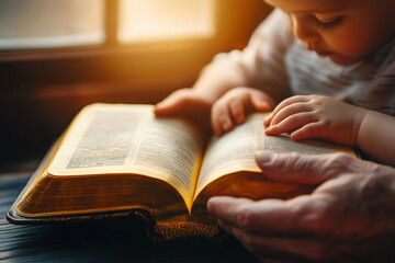 Family praying worship believe, Religion concept.