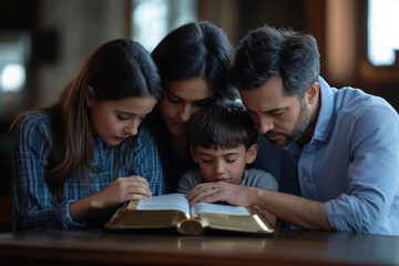 Family praying worship believe, Religion concept.
