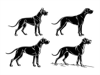 great dane sihouette black vector bundle