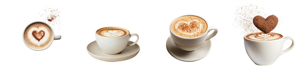 Fototapeta premium Delightful Coffee Cups with Artful Latte Art