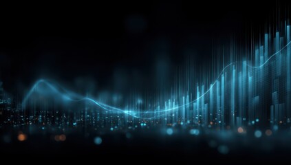 Abstract Cityscape with Data Visualization and Growth Curve