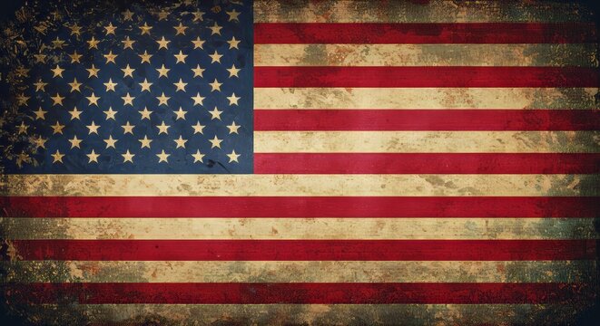 Vintage american flag with distressed texture for memorial day celebration