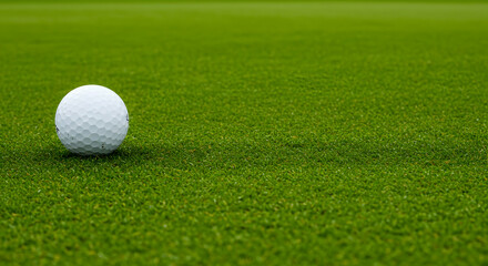 Close-Up of a Golf Ball on Freshly Cut Green Grass Surface