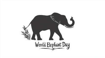 Obraz premium Illustration, silhouette of elephant, big text 