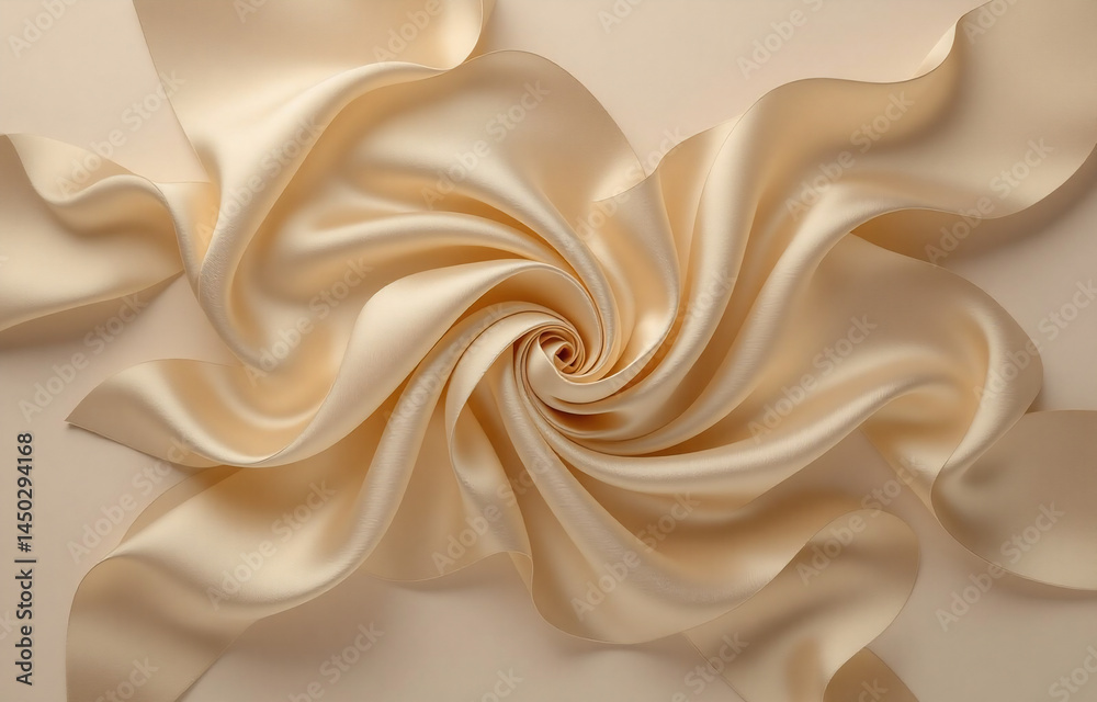 Poster swirling beige silk fabric creates a mesmerizing, abstract floral pattern. the luxurious texture and