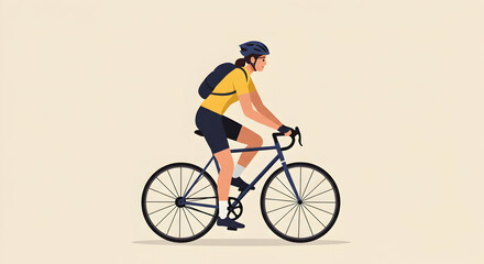 Fototapeta premium Young Cyclist Riding a Bicycle in a Casual Outdoor Setting