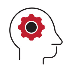 human head with gears color icon