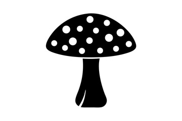 Simple mushroom silhouette on white background for botanical designs and illustration, mushroom, silhouette, vector, fungus, isolated, nature, illustration, white background, clip art, botanical