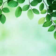 Fototapeta premium Green leaf branch nature background fresh spring foliage plant serene light natural outdoor growth botanical peaceful environment eco vibrant lush