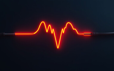 Glowing heartbeat line red neon pulse dark background medical concept energy health vibrant electric dramatic