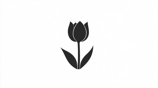 Simple black tulip illustration on white background