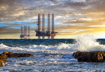 Ukrainian gas drilling rigs produce gas on the Black Sea shelf in western Crimea